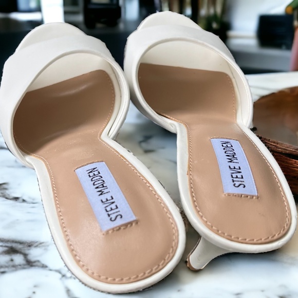 Steven Madden Erin White Leather High Heel Sandals Size 9.5 - Picture 7 of 14